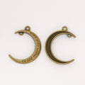 Engraved Crescent Moon Metal Charm for Jewelry Making in 3 Visible Finishes view 6