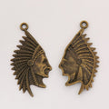 Headdress Portrait Charm In Antique Bronze and Antique Silver Metal Finish view 5