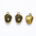 Vintage Finish Metal Baseball Glove Charms in 7 Style Options view 8
