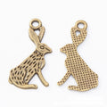 Long Ear Sitting Rabbit Metal Charms In Three Finishes view 6