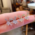 Cute Rabbit Stud Earrings For Women With Tiny Pearl And Zircon Inlay, Sweet Daily Jewelry view 2