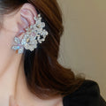 Light Luxury Alloy Rhinestone Flower Leaf Clip-on Earrings For Non-Pierced Ears view 4