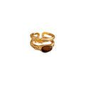 Gold Plated Zircon Oval Tiger Eye Open Ring For Women view 5