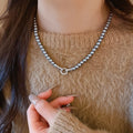 Double Layer French Faux Pearl Necklace Geometric Round Light Luxury Clavicle Chain view 3
