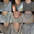 Double Layer French Faux Pearl Necklace Geometric Round Light Luxury Clavicle Chain view 1