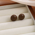 Vintage Chocolate Brown Dome Acrylic Studs, Elegant Maillard Minimalist Light Luxury Women Earrings view 2