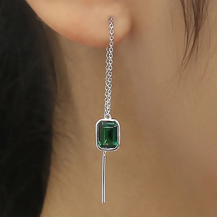European American Chain Drop Earrings For Women, Geometric Statement Fashion Jewelry