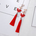 Eighteen Red Chinese Knot and Tassel Festive Earrings view 11