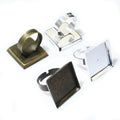Electroplated Iron Square Ring Bezel Tray Setting For 20mm Glass Cabochon DIY Jewelry view 1