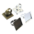 Electroplated Iron Square Ring Bezel Tray Setting For 20mm Glass Cabochon DIY Jewelry view 5