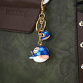 Blue and White Whale Keychain with Enamel Body and Gold Tone Ring view 2