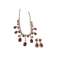 Copper Square Rhinestone Tassel Necklace Earrings Jewelry Set Vintage Light Luxury Style view 5