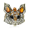 Alloy Rhinestone Fox Head Brooch For Fashion Clothing Decoration view 5