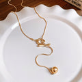 Light Luxury Alloy Round OT Clasp Sweater Necklace For Women Minimalist Geometric Fashion Jewelry view 2