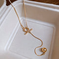 Light Luxury Alloy Round OT Clasp Sweater Necklace For Women Minimalist Geometric Fashion Jewelry view 4