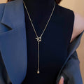 Light Luxury Alloy Round OT Clasp Sweater Necklace For Women Minimalist Geometric Fashion Jewelry view 1