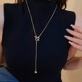 Light Luxury Alloy Round OT Clasp Sweater Necklace For Women Minimalist Geometric Fashion Jewelry view 3