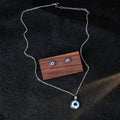 Elegant Evil Eye Round Enamel Alloy Studs With Blue Crystal Accent Light Luxury Women's Earrings view 2