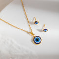 Elegant Evil Eye Round Enamel Alloy Studs With Blue Crystal Accent Light Luxury Women's Earrings view 4
