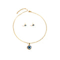 Elegant Evil Eye Round Enamel Alloy Studs With Blue Crystal Accent Light Luxury Women's Earrings view 5