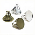 Electroplated Iron Oval Ring Bezel Blanks 13x18mm 18x25mm Jewelry Ring Base Findings view 1
