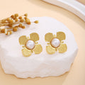European American Flower Bow Textured Pearl Stud Earrings Light Luxury Metal Fashion Ear Jewelry view 3