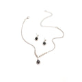 Elegant French Vintage Black Teardrop Zircon Rhinestone Stud Dangle Jewelry Set For Women Earrings view 5