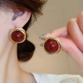 Light Luxury Round Faux Pearl Stud Earrings For Women, Vintage Geometric Elegant Ear Jewelry view 4
