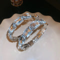 Rhinestone Square Metal Hoop Earrings For Women Geometric Statement Light Luxury Fashion Jewelry view 2