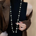Minimalist Faux Pearl Round Geometric Sweater Necklace For Women Light Luxury Elegant Fashion Jewelry view 4