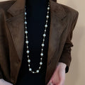 Minimalist Faux Pearl Round Geometric Sweater Necklace For Women Light Luxury Elegant Fashion Jewelry view 3