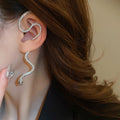 Light Luxury Alloy Rhinestone Snake Wrap Ear Cuff Earrings For Women No Piercing view 1