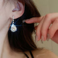 Light Luxury Copper Rhinestone Waterdrop Tassel Necklace And Earrings Jewelry Set view 4