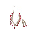 Copper Teardrop Rhinestone Tassel Necklace Earring Jewelry Set French Light Luxury Style view 5