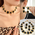 Luxury Vintage Black Crystal Geometric Alloy Drop Earrings for Women Statement Fashion Party Earrings view 1