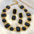 Luxury Vintage Black Crystal Geometric Alloy Drop Earrings for Women Statement Fashion Party Earrings view 4