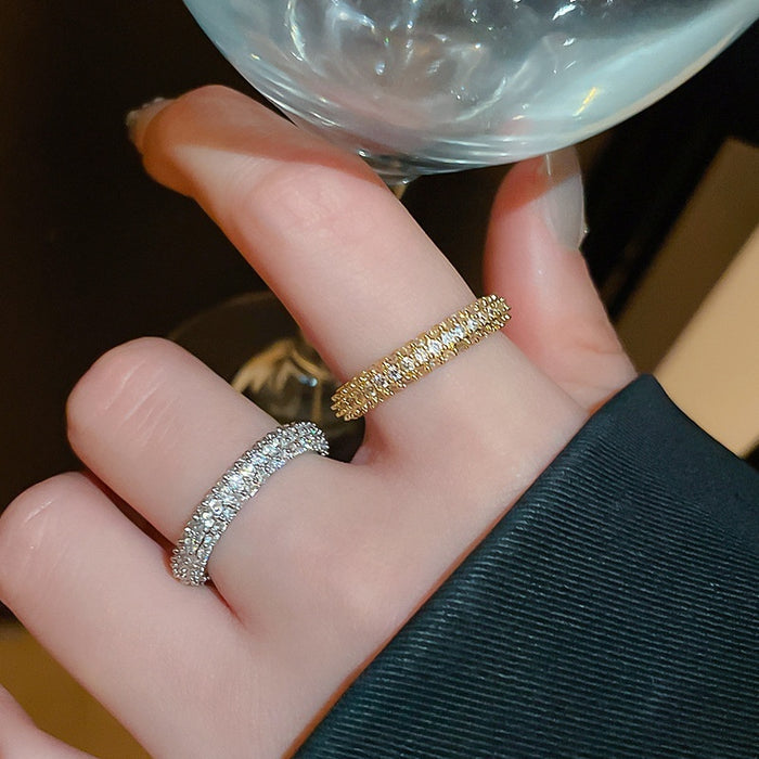 Gold Plated Zircon Twisted Open Ring For Women