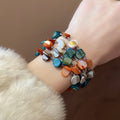 Light Luxury Ethnic Irregular Shell Bead Necklace Bracelet Jewelry Set For Women view 4