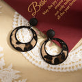 Luxury Leopard Print Geometric Hollow Round Hoop Alloy Acrylic Statement Drop Dangle Earrings view 3
