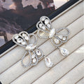 Luxury Hollow Butterfly Rhinestone Zircon Silver Needle Statement Drop Stud Earrings view 3