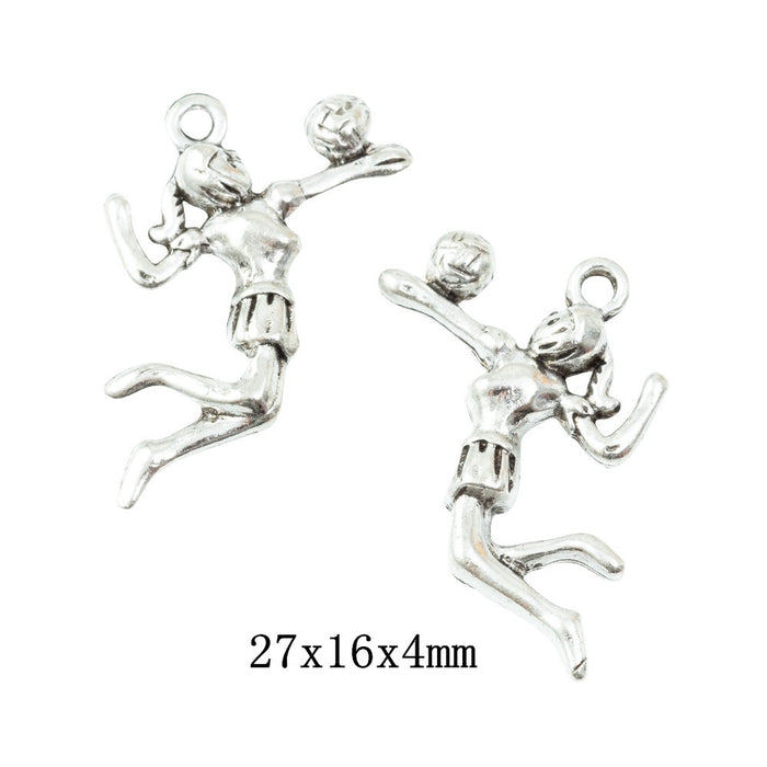 Antique Silver Zinc Alloy Volleyball Girl Charm Pendant for DIY Necklace Bracelet Jewelry Making