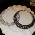 Light Luxury Multilayer Copper Rhinestone Choker Necklace With Geometric Round Pendant view 3