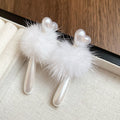 French Chic Alloy Heart Pom Pom Teardrop Pearl Stud Earrings For Women view 2