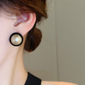 Light Luxury Round Faux Pearl Stud Earrings With Flocked Finish And Silver Posts view 3
