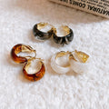 Maillard Resin U Shaped Hoop Earrings Vintage Light Luxury Autumn Winter Fashion Ear Cuffs view 3