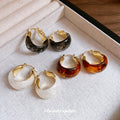 Maillard Resin U Shaped Hoop Earrings Vintage Light Luxury Autumn Winter Fashion Ear Cuffs view 1