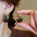 Maillard Resin U Shaped Hoop Earrings Vintage Light Luxury Autumn Winter Fashion Ear Cuffs view 4