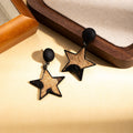 Luxury Maillard Leopard Print Acrylic Star Circle Square Hollow Drop Alloy Stud Earrings view 4