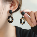 Luxury Maillard Leopard Print Acrylic Star Circle Square Hollow Drop Alloy Stud Earrings view 2