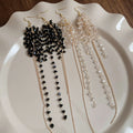 Light Luxury Geometric Glass Bead Tassel Drop Earrings, Statement Fashion Jewelry view 2